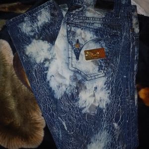 Robin's Jean Blue and White Distressed Skinny Jeans